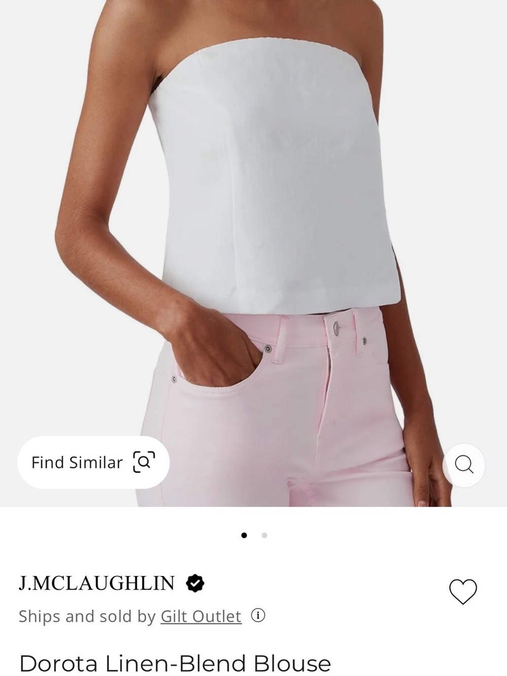 J. McLaughlin White Strapless Blouse